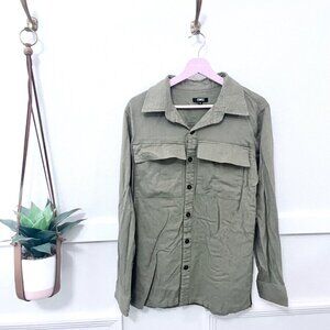 ESNTLS Tan Button Front Double Pocket Relaxed Fit Shirt Size M